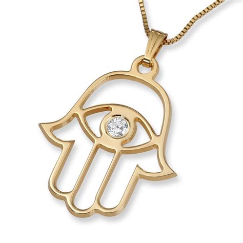 Gold Jewelry with Evil Eye, Hamsa, Hearts and Judaic Designs.